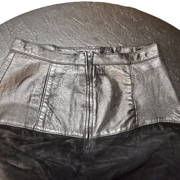 VTG 80–90s Dominic Bellissimo Lindzon Leather & Suede Skirt w/ Snakeskin Insert - Picture 3 of 7